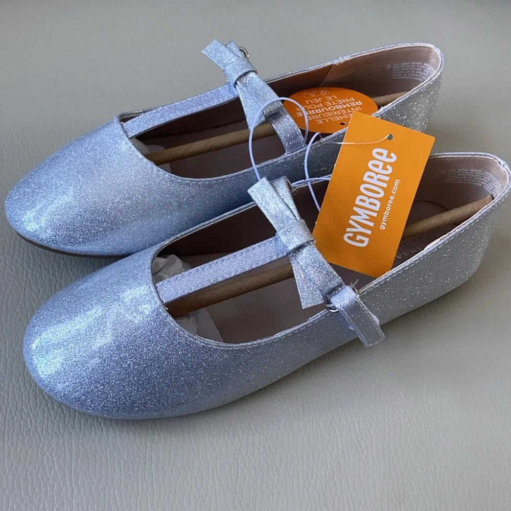 GIRLS GLITTER T-strap ballet flats